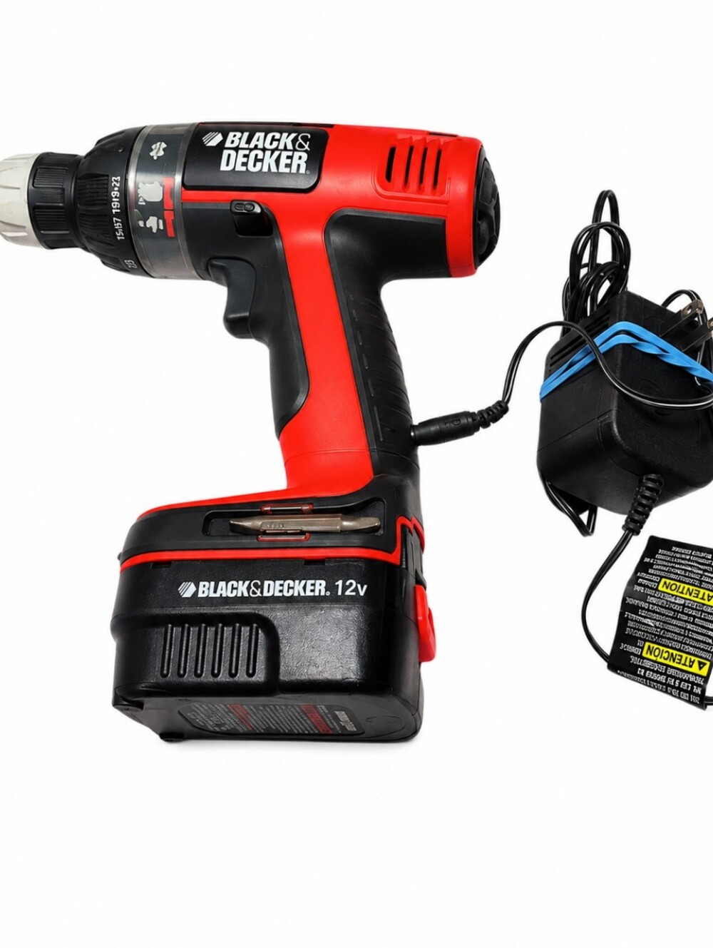 Black & Decker 12V Cordless Drill Driver with Battery & Charger